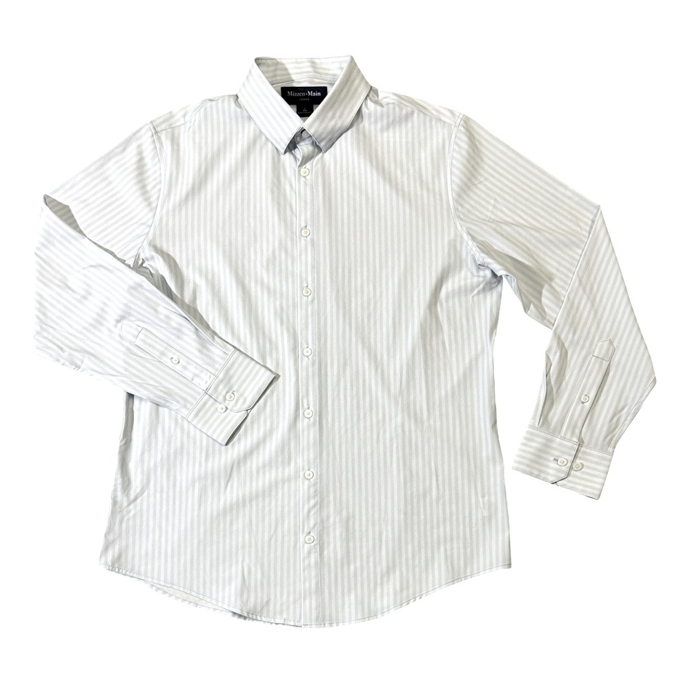 Mizzen+Main Light Gray Striped Button Down Shirt